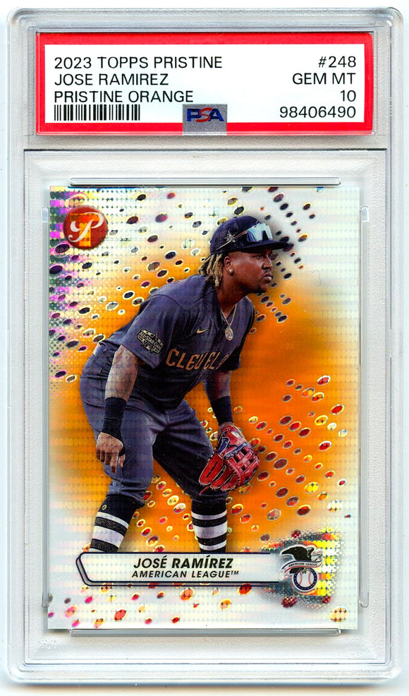 Jose Ramirez 2023 Topps Pristine Orange Pristine SP 7/25 PSA 10