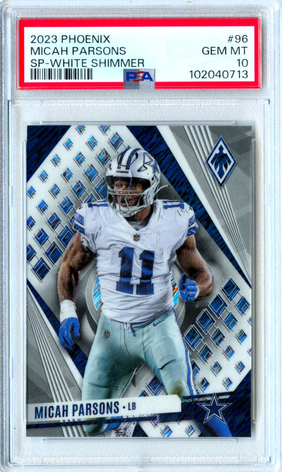 Micah Parsons 2023 Panini Phoenix SP Variation White Shimmer #96 PSA 10