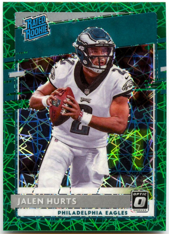 Jalen Hurts RC 2020 Donruss Optic Green Velocity Rated Rookie #164