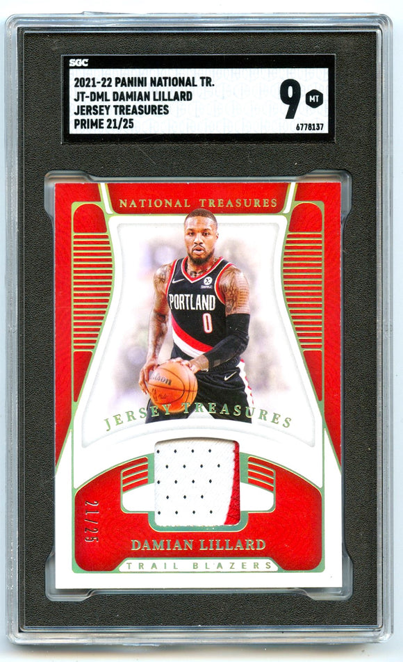 Damian Lillard 2021-22 National Treasures Jersey Treasures Game Used Patch SP 21/25 SGC 9