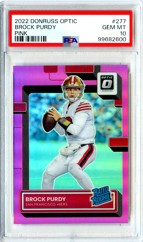 Brock Purdy RC 2022 Donruss Optic Pink Rated Rookie #277 PSA 10