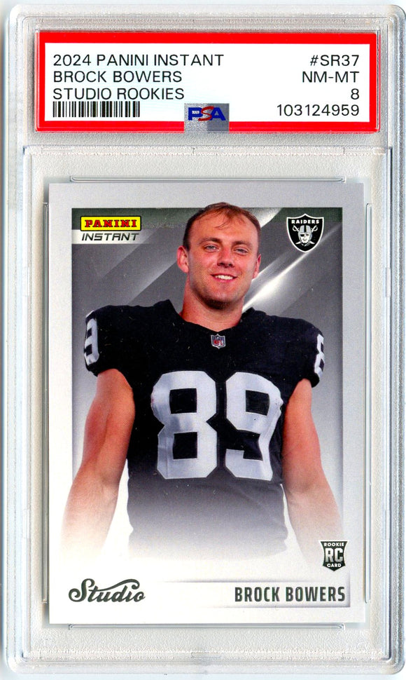 Brock Bowers RC 2024 Panini Instant Studio Rookies SP /1672 PSA 8