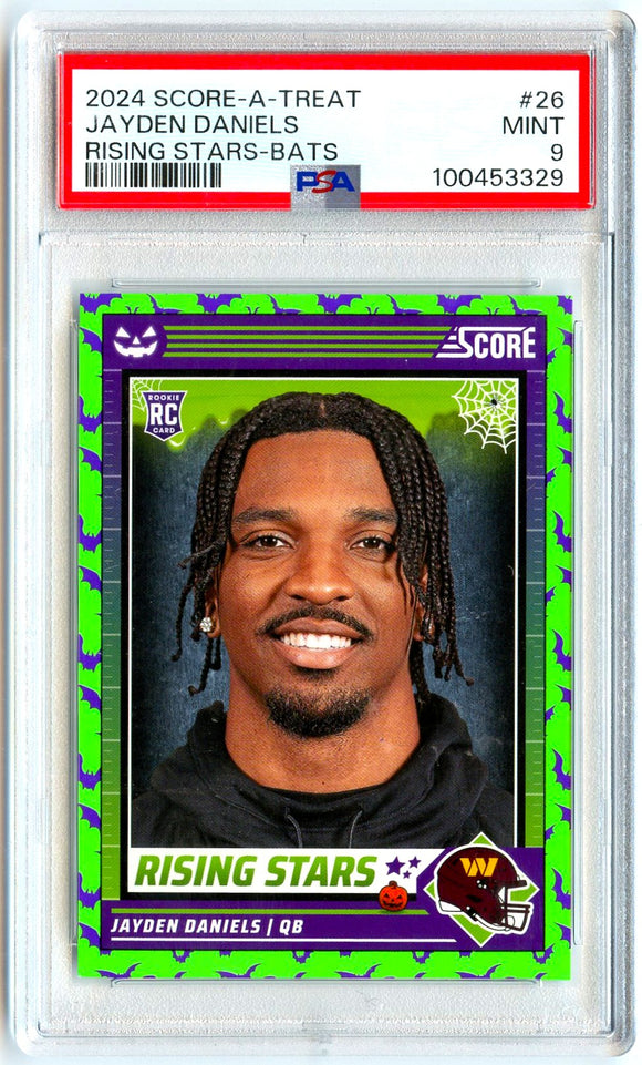 Jayden Daniels RC 2024 Panini Score-A-Treat Bats Rising Stars Rookie #26 PSA 9