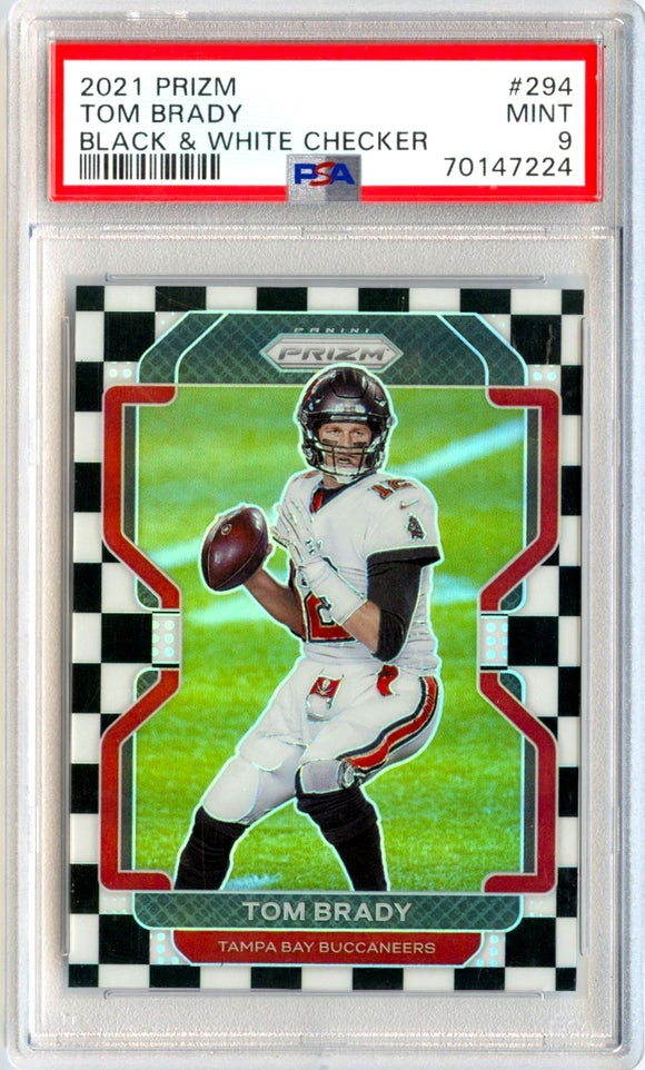 Tom Brady 2021 Panini Prizm Black White Checker #294 PSA 9