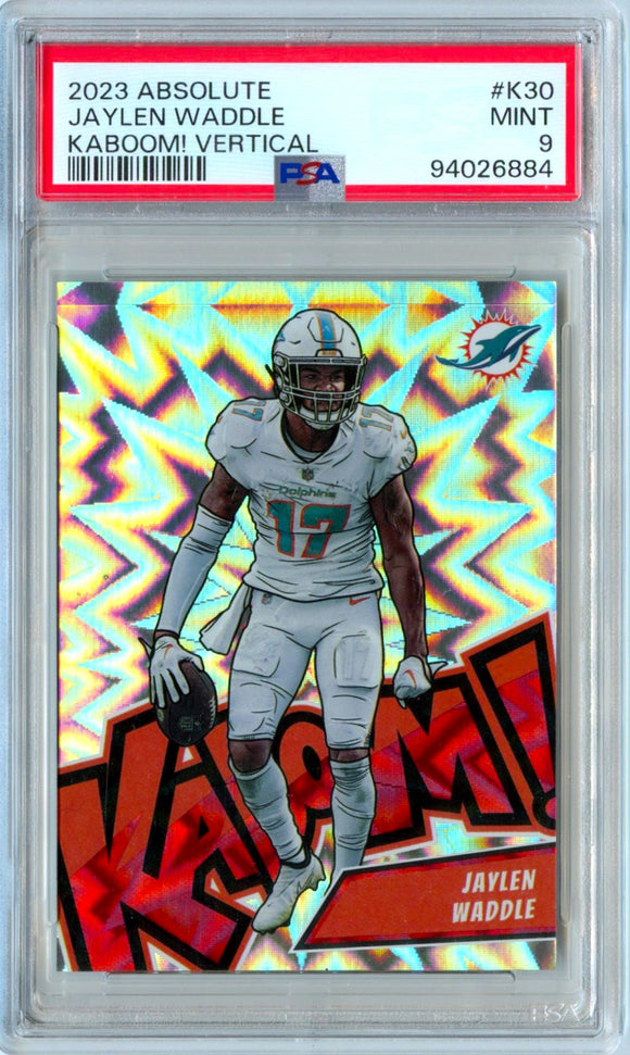 Jaylen Waddle 2023 Panini Absolute Vertical Kaboom! SSP PSA 9