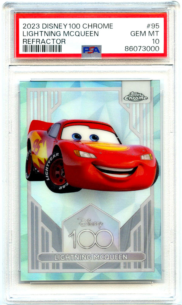 Lightning Mcqueen 2023 Topps Chrome Disney 100 Refractor #95 PSA 10