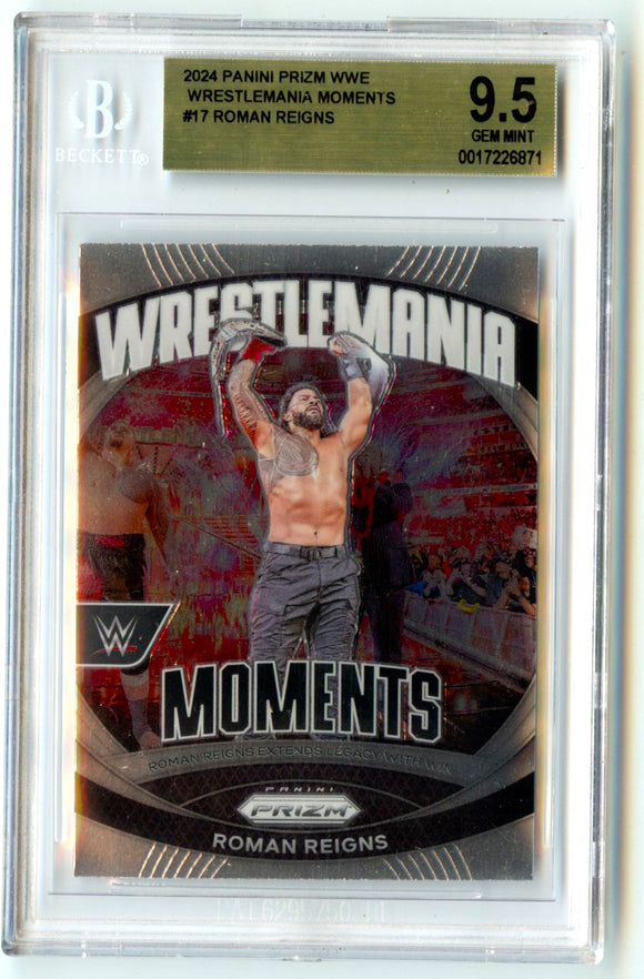 Roman Reigns 2024 Panini Prizm WWE Wrestlemania Moments #17 BGS 9.5