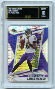 Lamar Jackson 2021 Panini Rookies & Stars Pulsar #15 GMA 10