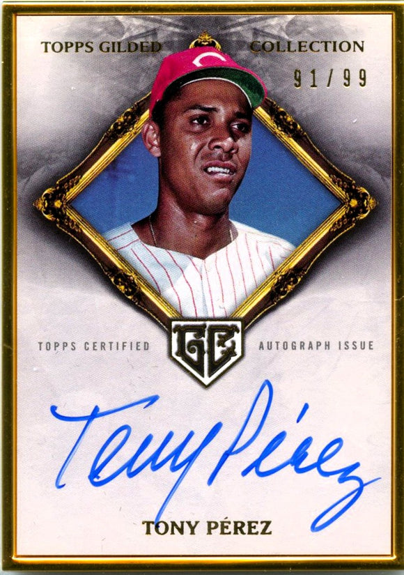 Tony Perez 2023 Topps Gilded Collection Framed On Card Auto SP 91/99