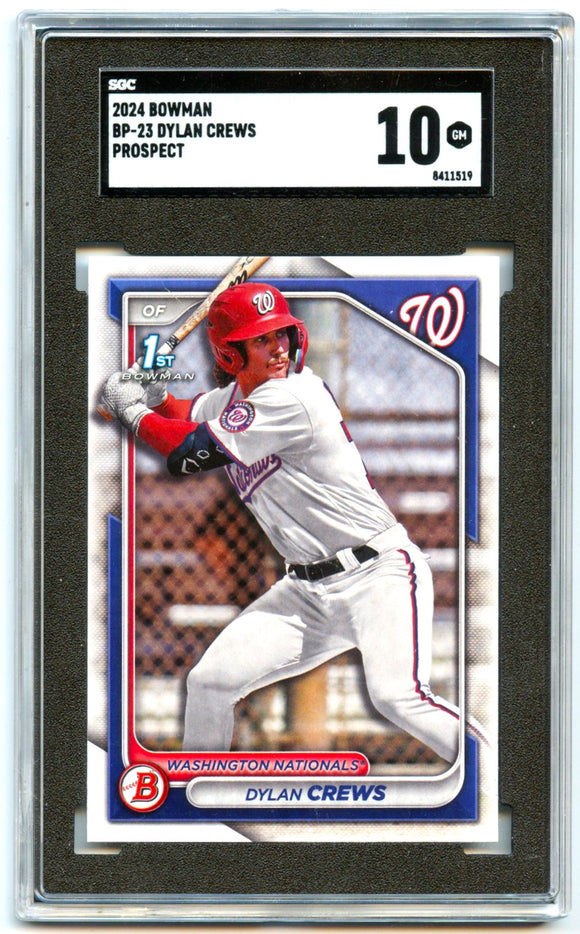 Dylan Crews RC 2024 1st Bowman Paper Prospect Rookie SGC 10