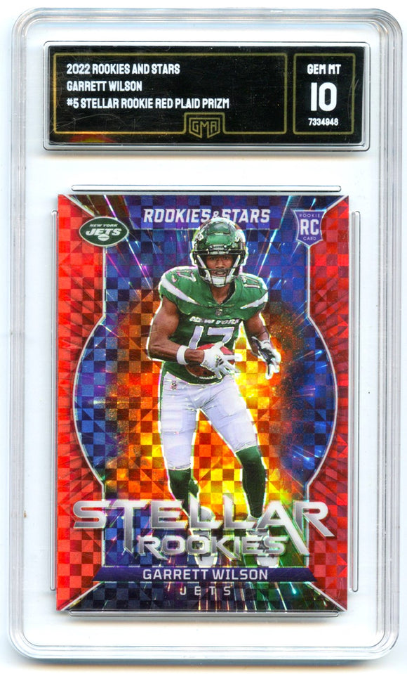 Garrett Wilson RC 2022 Panini Rookies & Stars Red Plaid Stellar Rookies GMA 10