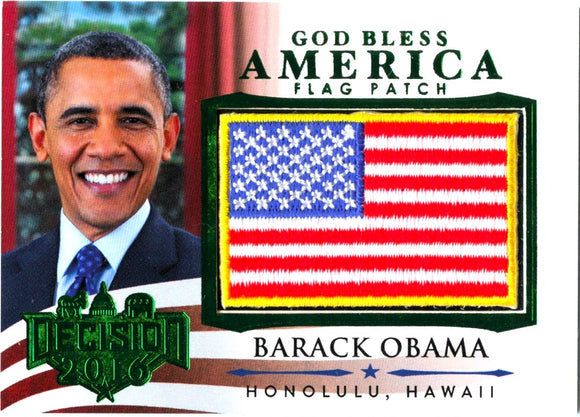 Barack Obama 2016 Leaf Decision Green God Bless America Flag Patch