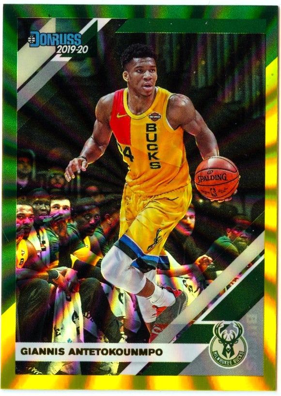 Giannis Antetokounmpo 2019-20 Donruss Green Yellow Holo Laser #113